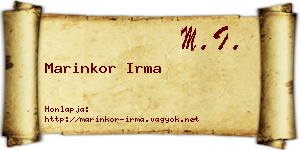 Marinkor Irma névjegykártya
